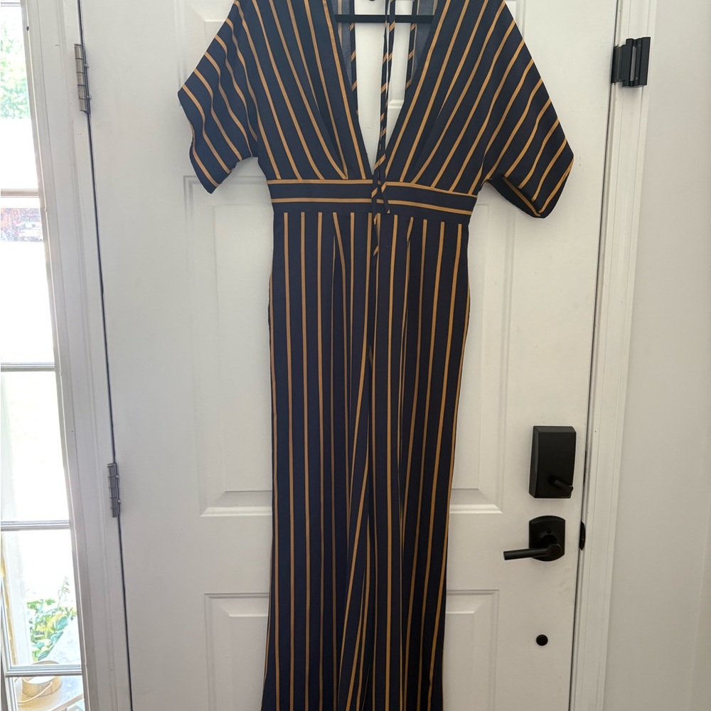 Striped V-Neck Maxi Dress